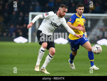 Derby, Royaume-Uni, le 5 janvier, 2019. Derby County's Richard Keogh durant FA Cup 3ème tour entre Derby County et de Southampton à Pride Park Stadium , Derby, Angleterre le 05 Jan 2019. Action Sport Crédit photo FA Premier League Ligue de football et les images sont soumis à licence. DataCo Usage éditorial uniquement. Pas de vente d'impression. Aucun usage personnel des ventes. Aucune UTILISATION NON RÉMUNÉRÉ : Crédit photo Action Sport/Alamy Live News Banque D'Images