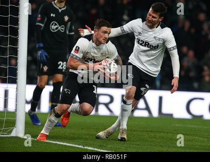 Derby, Royaume-Uni, le 5 janvier, 2019. Derby County's Jack Marriott célèbre son but pendant FA Cup 3ème tour entre Derby County et de Southampton à Pride Park Stadium , Derby, Angleterre le 05 Jan 2019. Action Sport Crédit photo FA Premier League Ligue de football et les images sont soumis à licence. DataCo Usage éditorial uniquement. Pas de vente d'impression. Aucun usage personnel des ventes. Aucune UTILISATION NON RÉMUNÉRÉ : Crédit photo Action Sport/Alamy Live News Banque D'Images