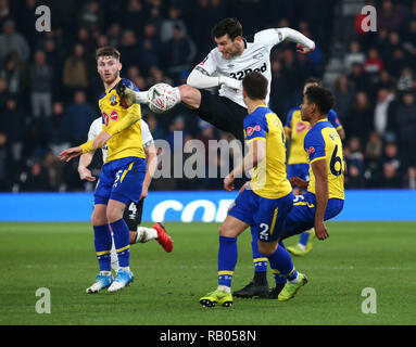 Derby, Royaume-Uni, le 5 janvier, 2019. Derby County's David Nugent pendant FA Cup 3ème tour entre Derby County et de Southampton à Pride Park Stadium , Derby, Angleterre le 05 Jan 2019. Action Sport Crédit photo FA Premier League Ligue de football et les images sont soumis à licence. DataCo Usage éditorial uniquement. Pas de vente d'impression. Aucun usage personnel des ventes. Aucune UTILISATION NON RÉMUNÉRÉ : Crédit photo Action Sport/Alamy Live News Banque D'Images