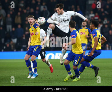 Derby, Royaume-Uni, le 5 janvier, 2019. Derby County's David Nugent pendant FA Cup 3ème tour entre Derby County et de Southampton à Pride Park Stadium , Derby, Angleterre le 05 Jan 2019. Action Sport Crédit photo FA Premier League Ligue de football et les images sont soumis à licence. DataCo Usage éditorial uniquement. Pas de vente d'impression. Aucun usage personnel des ventes. Aucune UTILISATION NON RÉMUNÉRÉ : Crédit photo Action Sport/Alamy Live News Banque D'Images