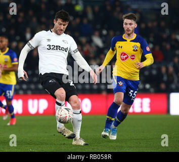 Derby, Royaume-Uni, le 5 janvier, 2019. Derby County's David Nugent pendant FA Cup 3ème tour entre Derby County et de Southampton à Pride Park Stadium , Derby, Angleterre le 05 Jan 2019. Action Sport Crédit photo FA Premier League Ligue de football et les images sont soumis à licence. DataCo Usage éditorial uniquement. Pas de vente d'impression. Aucun usage personnel des ventes. Aucune UTILISATION NON RÉMUNÉRÉ : Crédit photo Action Sport/Alamy Live News Banque D'Images