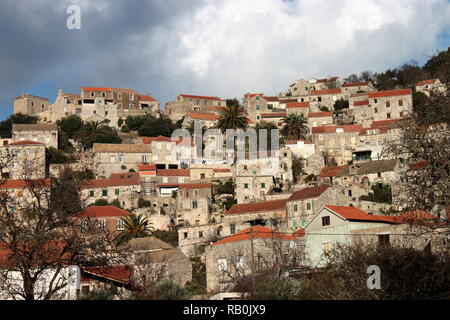 Vieille ville sur l'île de Lastovo Lastovo, Mer Adriatique, Croatie Banque D'Images