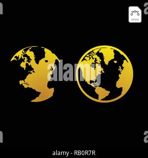 Icône de globe d'or. La terre de l'industrie d'affaires brillant concept vector illustration Illustration de Vecteur