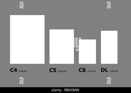 Exemple dimensions de International Paper C series formats de papier. Banque D'Images