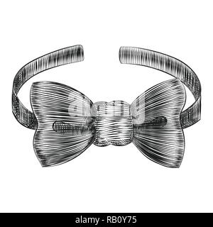 Bowtie accessoire masculin élégant dessiné à la main, gravure, illustration vectorielle. Illustration de Vecteur