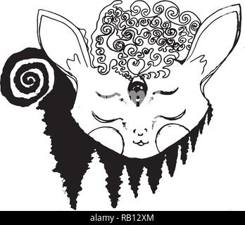 Illustration d'un psychedellic animal dans la méditation, fractal arbres, de l'inversion. Illustration de Vecteur