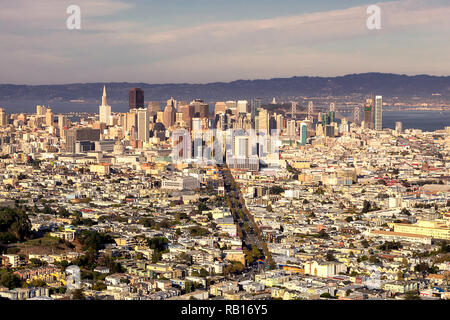 San Francisco vue sur le centre-ville de Twin Peaks Banque D'Images