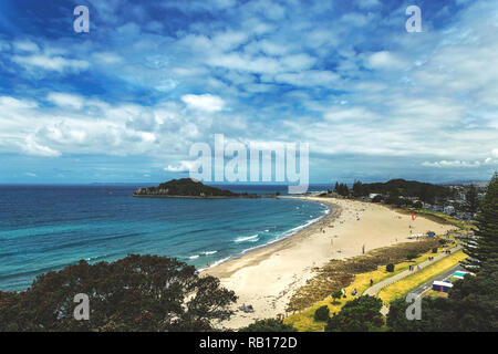 Vue sur la magnifique plage à Mount Maunganui, Nouvelle-Zélande Banque D'Images