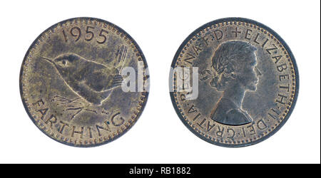 En 1955 Farthing (un quart de Penny) coin Banque D'Images