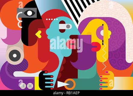 Abstract fine art portrait de trois personnes. Illustration de Vecteur