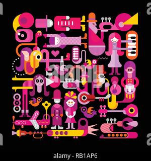 Des couleurs vives sur fond noir discothèque Music Festival illustration vectorielle. Illustration de Vecteur