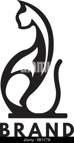 Image abstraite d'un élégant chat assis. Illustration de Vecteur