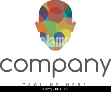 Image abstraite de la silhouette d'une tête humaine composée de cercles multicolores. Illustration de Vecteur