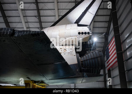 Le California Science Center, (Californie), accueil de ScienCenter la navette spatiale Endeavour en Samuel Oschin Pavilion, Exposition Park, Los Un Banque D'Images