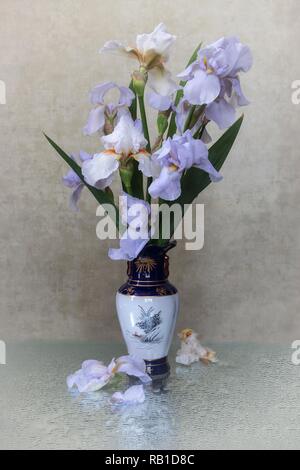 Nature morte au bouquet de fleurs iris Banque D'Images