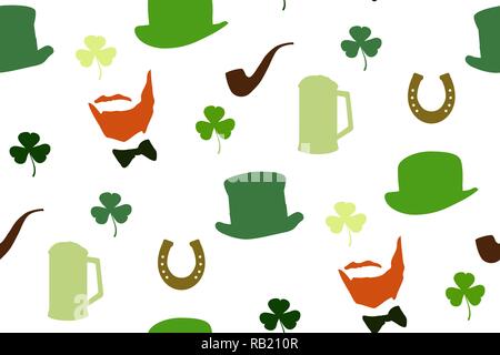 Motif transparent vecteur avec le jour de la Saint Patrick les illustrations. Illustration de Vecteur