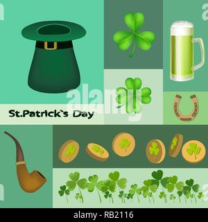 Ensemble d'éléments de conception pour St Patricks day. Idéal pour la carte de vœux, et de l'affiche web template. Vector illustration Illustration de Vecteur
