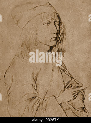 L'auto-portrait dessin silverpoint par le à l'âge de 13 ans, Albrecht Dürer, adolescents (1471 - 1528), peintre allemand, auteur, graveur sur bois, graveur et théoricien. La photo a été tirée en 1484 Banque D'Images