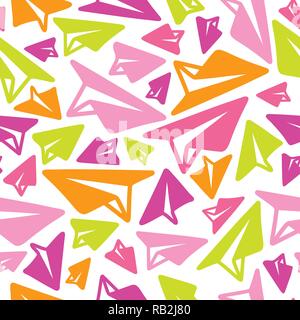 Avions de Papier coloré motif transparent sur fond blanc. Modèle pour les enfants Illustration de Vecteur