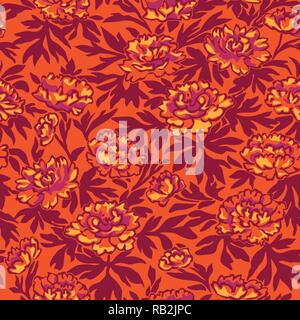 Les Pivoines Abstract Pattern transparente en orange et rose Illustration de Vecteur