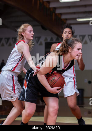 Action de basket-ball avec Arcata vs. Corning High School à Red Bluff, en Californie. Banque D'Images