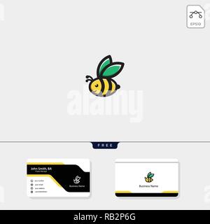 La lumière, abeille, flying bee modèle logo illustration vectorielle, modèle de conception de carte de visite gratuit Illustration de Vecteur