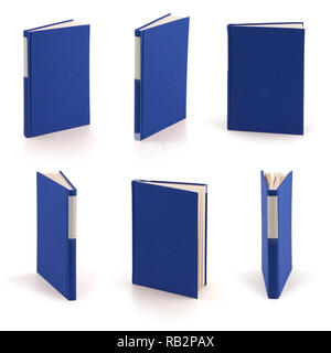 Bleu Blanc livres couvrent with clipping path Banque D'Images