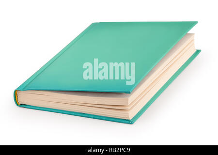 Livre blanc Aqua livre relié avec clipping path Banque D'Images