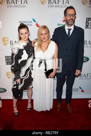 Californie, USA. 5e jan 2019. Californie, USA. 5e jan 2019. Jane Harlow (l-r), Patricia Arquette et Eric White assister aux BAFTA Awards 2019 de Los Angeles Saison Tea Party à l'hôtel Four Seasons de Los Angeles, Californie, USA, le 05 janvier 2019. | conditions dans le monde entier : dpa Crédit photo alliance/Alamy Live News Crédit : afp photo alliance/Alamy Live News Banque D'Images