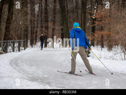 Munich, Allemagne. 06 Jan, 2019. Un homme est le ski de fond à travers le jardin anglais. Photo : Lino Mirgeler/dpa dpa : Crédit photo alliance/Alamy Live News Banque D'Images