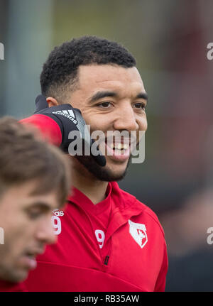 Woking, Royaume-Uni. 06 Jan, 2019. Troy Deeney de Watford en avant de la FA Cup 3ème tour entre Woking et Watford au stade de Kingfield, Woking, Angleterre le 6 janvier 2019. Photo par Andy Rowland. . (Photographie peut uniquement être utilisé pour les journaux et/ou magazines fins éditoriales. www.football-dataco.com) Crédit : Andrew Rowland/Alamy Live News Banque D'Images