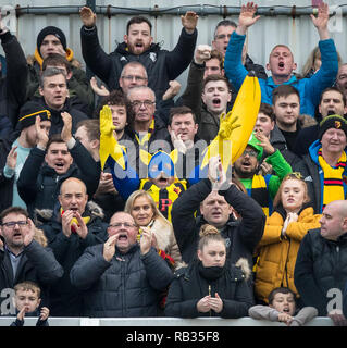 Woking, Royaume-Uni. 06 Jan, 2019. Watford partisans pendant la FA Cup 3ème tour entre Woking et Watford au stade de Kingfield, Woking, Angleterre le 6 janvier 2019. Photo par Andy Rowland. . (Photographie peut uniquement être utilisé pour les journaux et/ou magazines fins éditoriales. www.football-dataco.com) Crédit : Andrew Rowland/Alamy Live News Banque D'Images