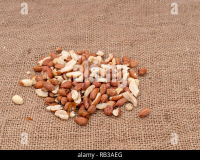 Nourriture pour oiseaux sauvages - Arachides non salées, sur toile. Aider à nourrir la faune Les oiseaux du jardin en hiver. Banque D'Images