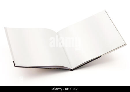 Open hardcover book vierge blanc sur backgraund Banque D'Images