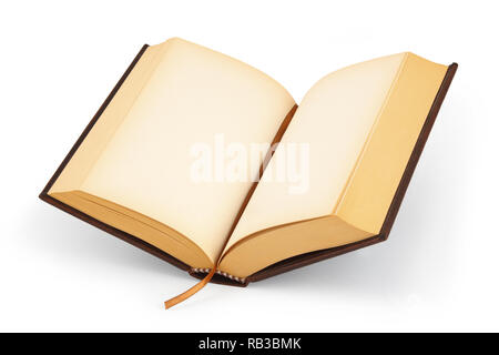 Ouvrir un livre relié avec des pages blanches avec clipping path Banque D'Images