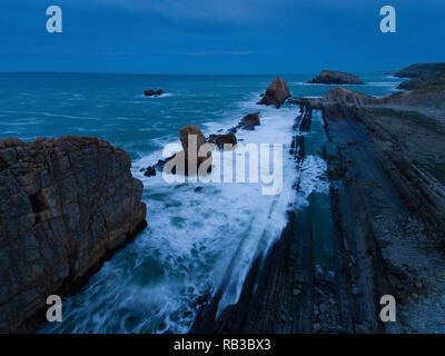 Arnia beach, Liencres, Cantabria, ESPAGNE Banque D'Images