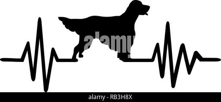 Impulsion de signal de ligne avec silhouette chien Setter Anglais Illustration de Vecteur