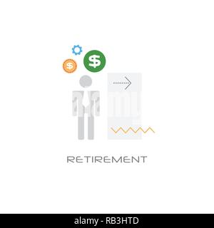 Personne d'affaires senior concept retraite isolée style plat Illustration de Vecteur