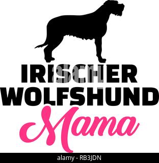 Irish Wolfhound silhouette maman rose avec mot allemand Illustration de Vecteur