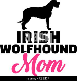 Irish Wolfhound maman silhouette aux mot rose Illustration de Vecteur