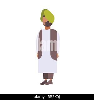 Homme portant des vêtements traditionnels indiens businessman arabe costume national homme personnage télévision pleine longueur isolée Illustration de Vecteur