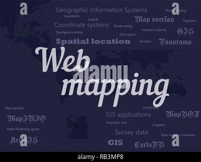 Les systèmes d'information géographique, SIG, cartographie. La cartographie Web. Journée SIG Illustration de Vecteur