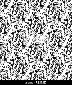 Ornement Floral pattern .sans couture. Noir blanc texture fait main vecteur Illustration de Vecteur