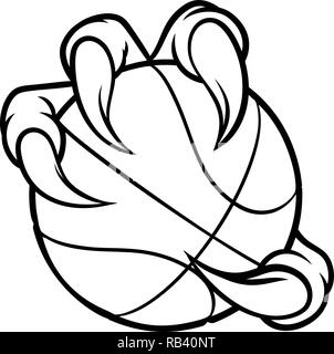 Oiseau Eagle Claw Holding Basketball Ball Illustration de Vecteur