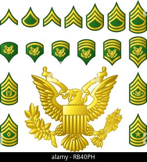Rangs de l'Armée militaire s'enrôle Insignia Illustration de Vecteur