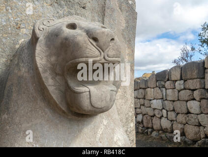 Lion's Gate à Hattusa qui a été admise à l'UNESCO Liste du patrimoine mondial en 1986. Corum, la Turquie. Banque D'Images