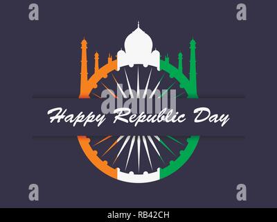 Joyeux Jour de la République de l'Inde. Drapeau national et symbole de l'Inde. Vector illustration Illustration de Vecteur