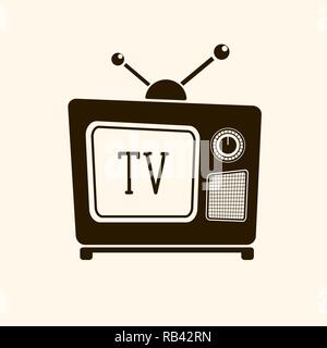 Retro Vintage TV sur fond clair vector Illustration de Vecteur