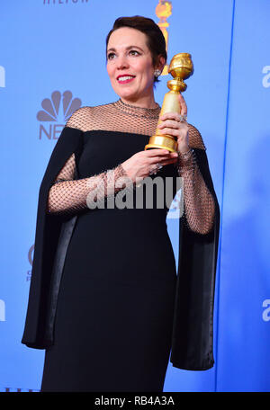 Los Angeles, Californie, USA. 6 janvier 2019. Olivia Coleman, la Favorite 079 dans la salle de presse au cours de la 76e Golden Globe Awards au Beverly Hilton Hotel le 6 janvier 2019 à Beverly Hills, Californie / USA Crédit : Tsuni/Alamy Live News Banque D'Images