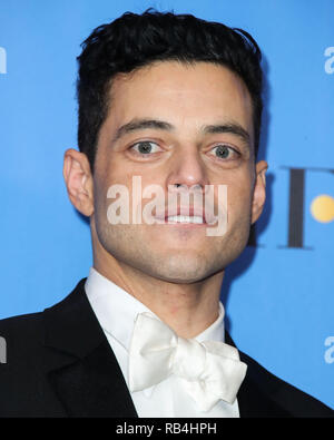 Los Angeles, États-Unis. 06 Jan, 2019. BEVERLY HILLS, LOS ANGELES, CA, USA - 06 janvier : l'Acteur Rami Malek pose dans la salle de presse à la 76e Golden Globe Awards tenue à l'hôtel Beverly Hilton le 6 janvier 2019 à Beverly Hills, Los Angeles, Californie, États-Unis. (Xavier Collin/Image Crédit : Agence de Presse) L'agence de presse Image/Alamy Live News Banque D'Images